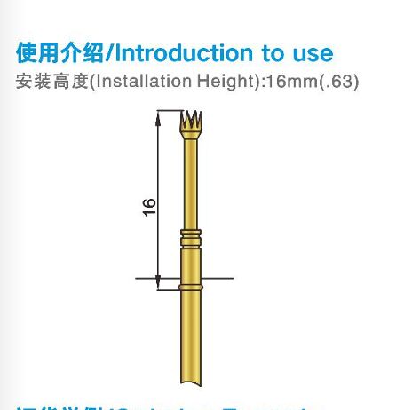 Uygulamalar için BeCu/SK4 Plunger ile Özel Boyutlar Paslanmaz Çelik Yaylı Test Sondu