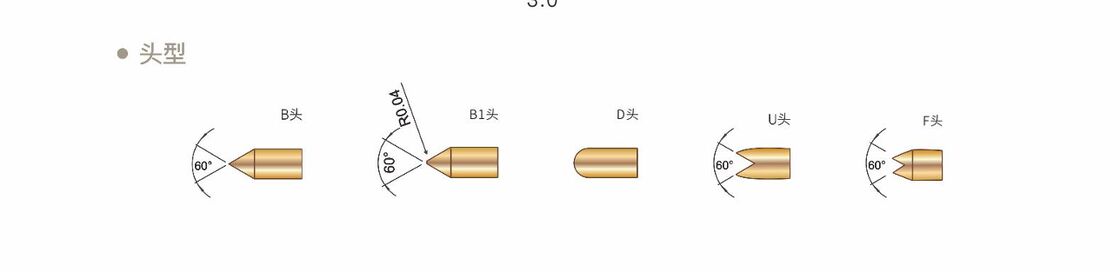 2A akım derecesi ve hassas test için özel boyutlar ile altın kaplama yay test probu