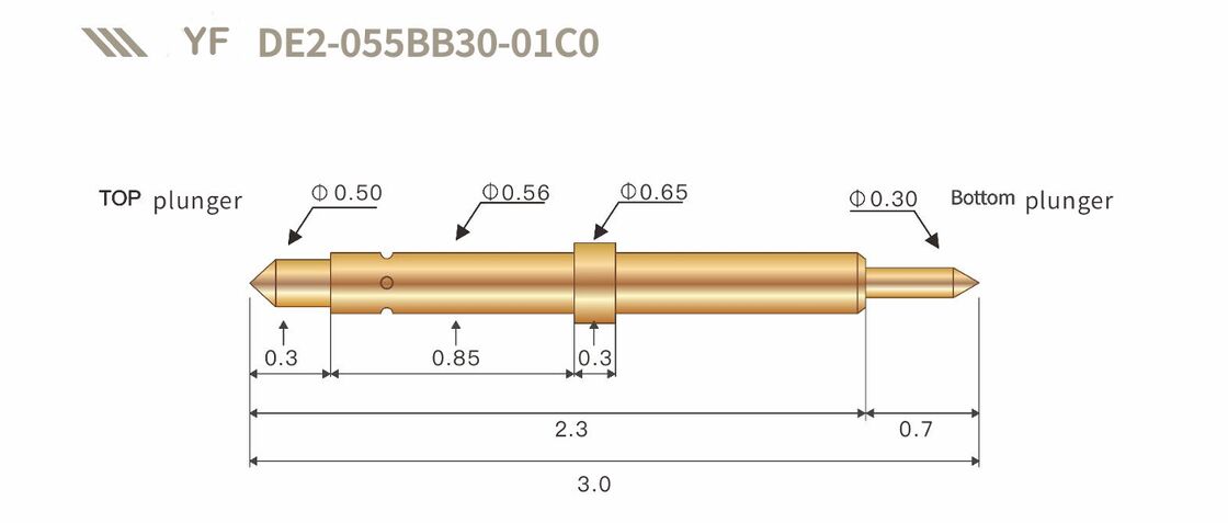 IC Test YF DE2-055BB30-01C0 için çift başlı yüksek frekanslı altın kaplama yaylı test sonde