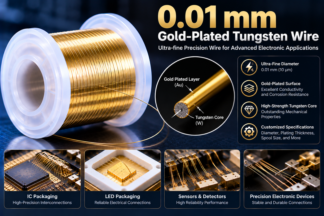 0.01mm Gold-Plated Tungsten Wire (10μm) | Ultra-Fine Precision Wire for Semiconductor & Electronic Applications – Sichuan Winner